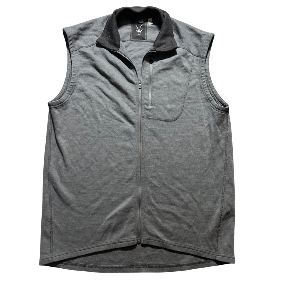 Ibex Vest Mens XL Gray 100% Merino Wool Full Zip Sleeveless Activewear